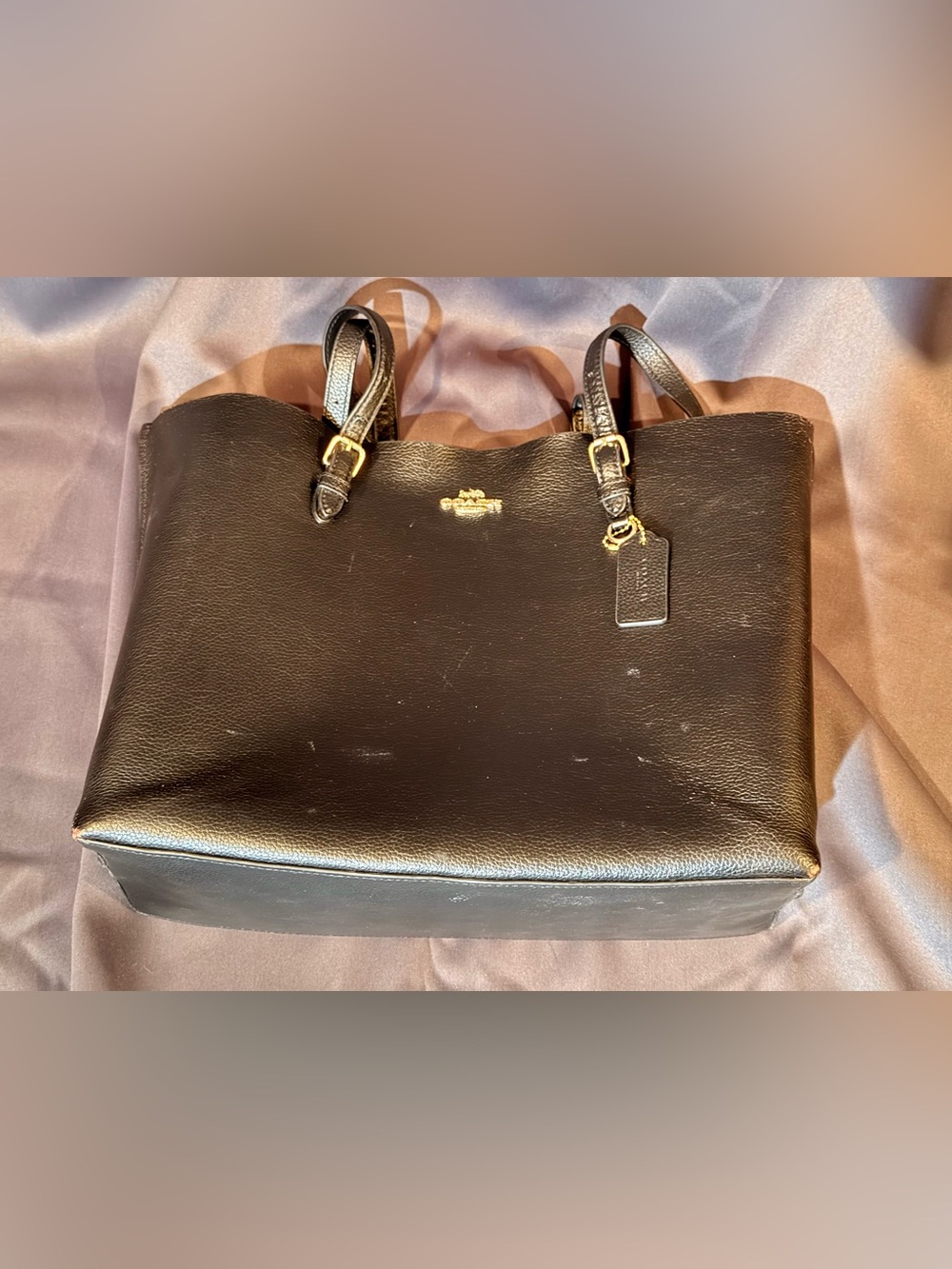 Coach Black Mollie with Red Interior Leather Tote Bag Used **PLEASE READ** - Picture 11 of 14